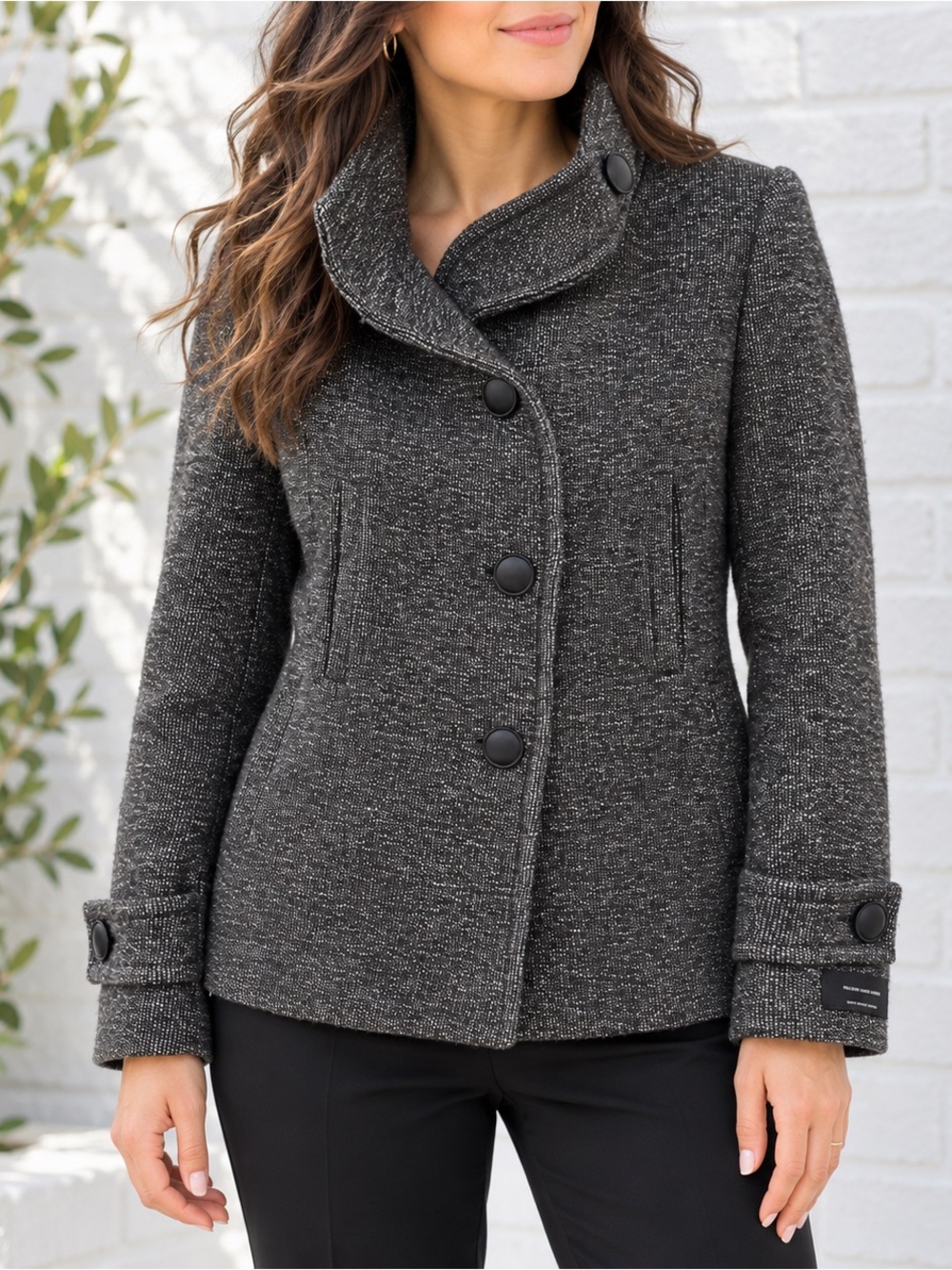 Babaton Charcoal Gray Button-Front Pea Coat
Size XXS